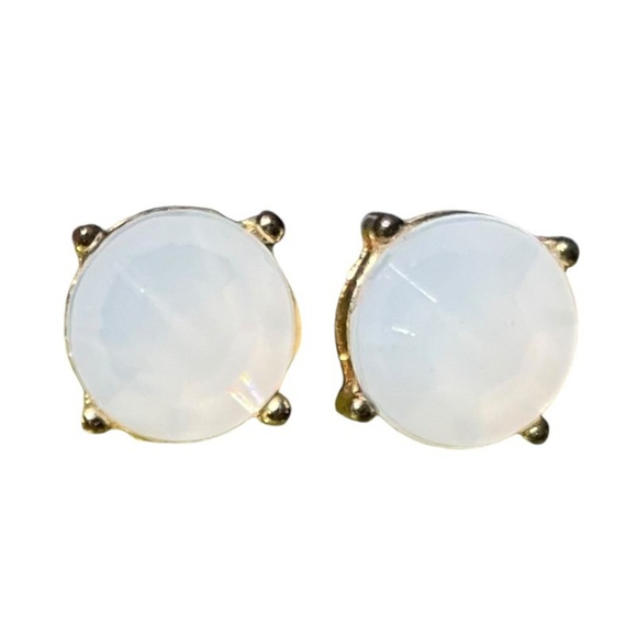 Set Of Boho Faux Moonstone and Abalone Bib Necklace + Stud Earrings - Picture 5 of 13